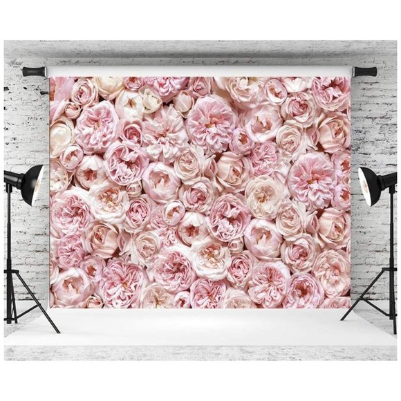 Pink Floral Background Flower Backdrop for Wedding Party Photos Decor 7x5 feet - Picture 3 of 4